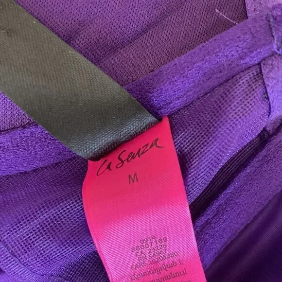 La SENZA Bustier Purple Black Lace Open Cross Back Medium - Picture 16 of 16